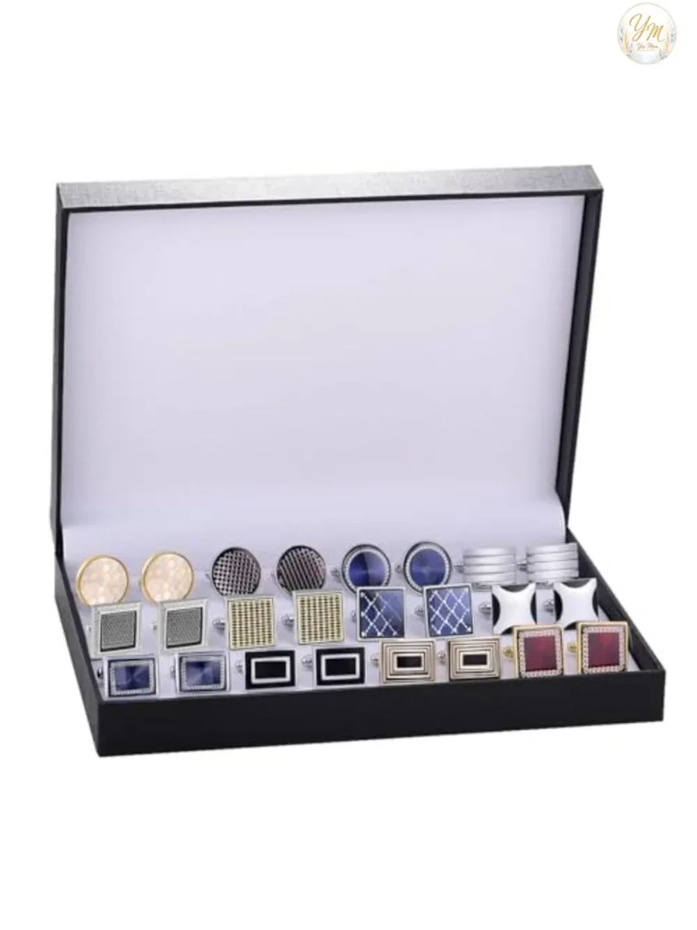 Brass Cufflinks Set 12 Pairs Bullet Back Classic Men's Dress Shirt Gift